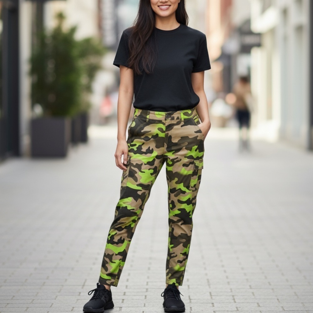 Camo military time neon skinny cargo pants 12